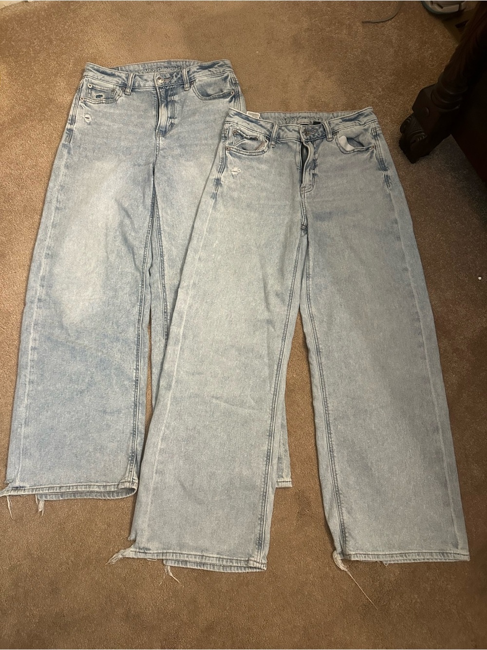 American Eagle Outfitters Super High Rise lLight Blue Wide-Leg Jeans (Pair)